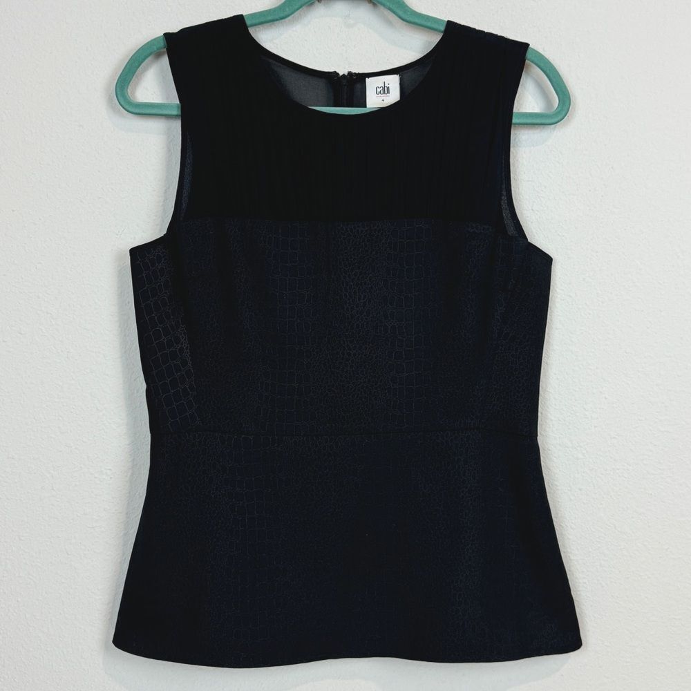 Cabi Black Sleeveless Animal Print Blouse 4